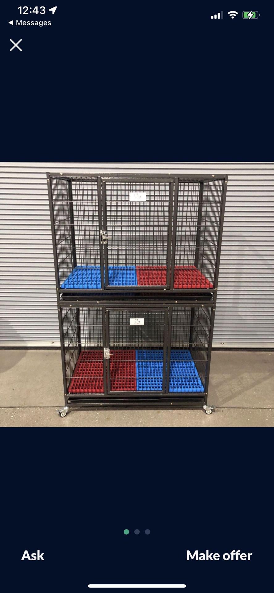 🦴Brandnew 2 Tier Level Kennel Crate Cage ❤️🐕 Comfy Plastic Floor🐶🐶Dimensions: 37”L X 23”W X 30”H 🇺🇸