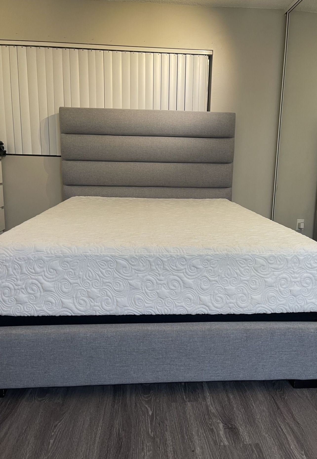 Gray Queen Bed Frame With Box Springs