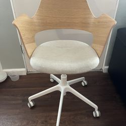 IKEA White And Wooden Swivel Chair