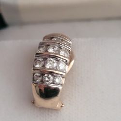 14K Gold Omega Back Diamond Earrings 