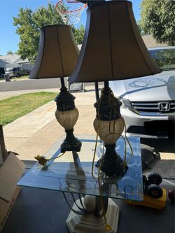 Lamp and glass table
