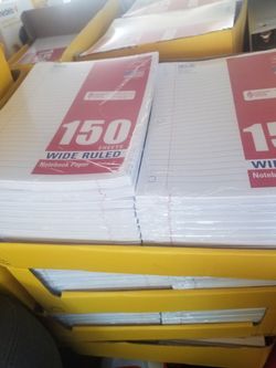 150 sheet WIDE ruled notebook paper 10 1/2 ×8