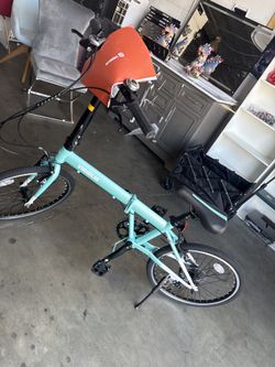 VIRIBUS Folding Bike, 20-inch Adult Folding Bicycle with 7-Speed ​​Derailleur, Lightweight Folding Bike for Men and Women, Mint Color Folding Bike