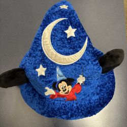 Vintage Walt Disney World Mickey Mouse Fantasia Sorcerer Wizard Hat Blue W/ Ears