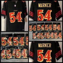 Brand New Gold Stitched 49ers Rivalries Black warner #54 size Small $60 each 