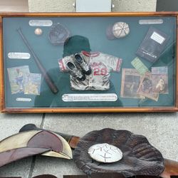 Baseball Shadow Box And Metal Sign Decoration