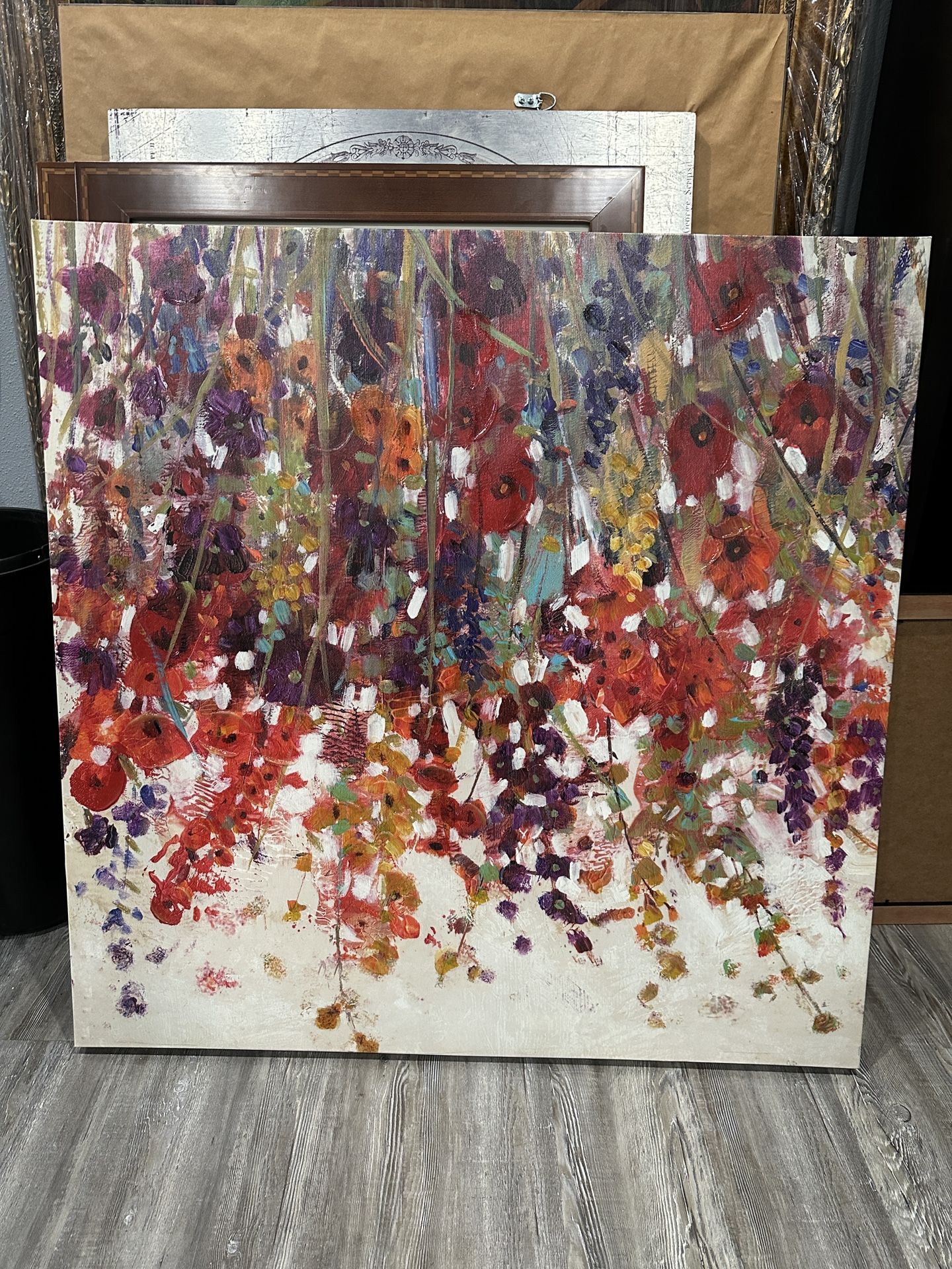 Large Abstract Floral Canvas Painting – Colorful Wall Art