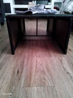 Dark Wicker Coffee Table with Glass Top