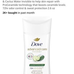 Dove Advanced Care Antiperspirant Deo Stick Cucumber & Cactus Water Invisible to help skin repair with ProCeramide technology that boosts ceramide le
