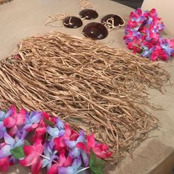 New Hawaiian Coconut Bras/Leis/Grass Skirt