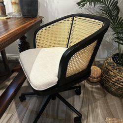 Beautiful Cane And Solid Wood Office Chair With Cushion