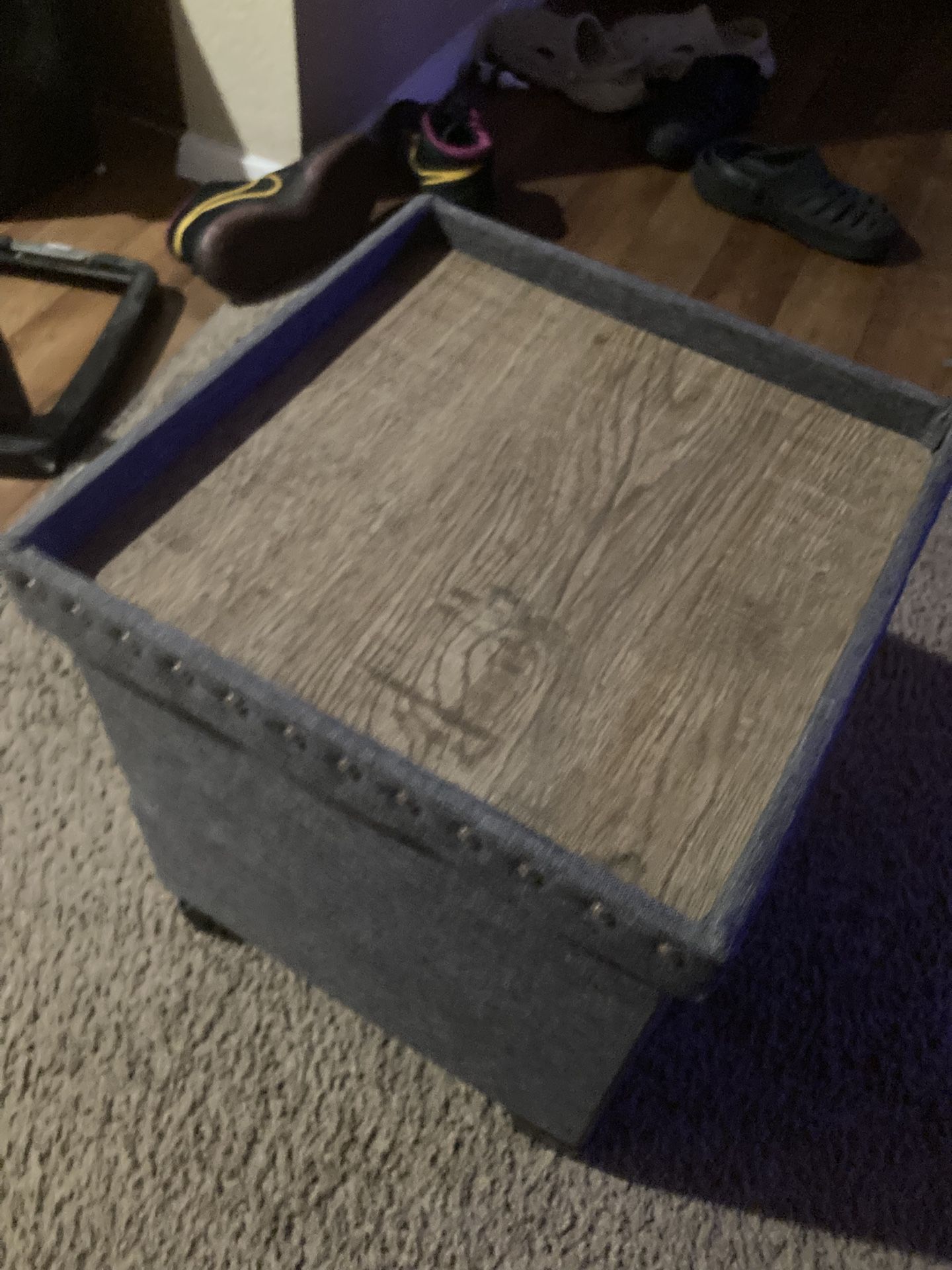 Small Grey Ottoman/End Table/Storage