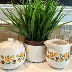 Super Cute, Like New: Vintage 1960’s McCoy Pottery Patchwork Daisy Cream and Sugar Set