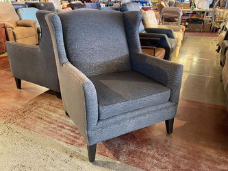 Modern Grey & Silver Wingback Armchair