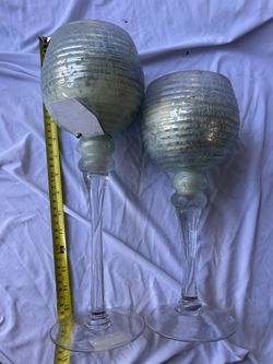 Glass Goblet Candle Holders Set 