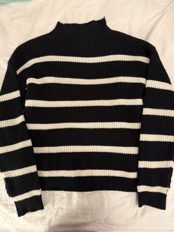 Black And White Striped Knit Sweater (S)