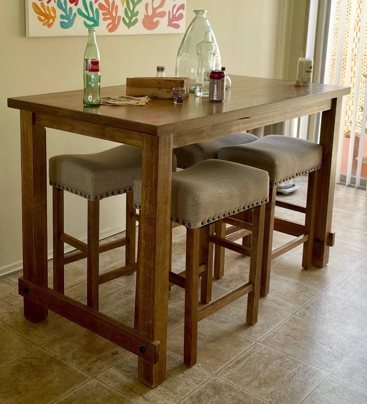 Counter Height Dining Table Set with 4 Stools + Optional Storage Platform! OBO