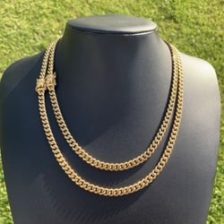 18k Gold Plated Miami Cuban Link Chain Necklace 6mm 20” 22” 24”  Men’s Women’s Box Clasp Stainless Steel