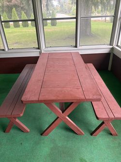 Redwood Picnic Table & Benches