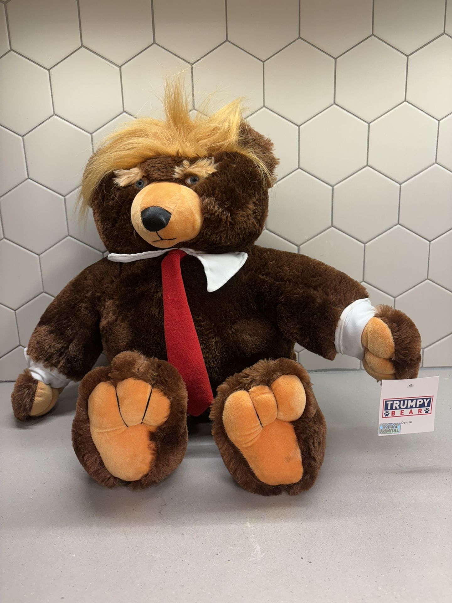 Trumpy Bear Deluxe Donald Trump Teddy Bear Plush with American Flag 22"