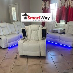 Recliner Set White 