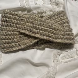 Headband Cross Beige Handmade