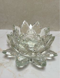 Vintage Crystal Waterlily Candle Holder
