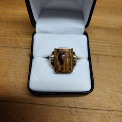 Men's 10k Yellow Gold Tiger Eye Intaglio Ring