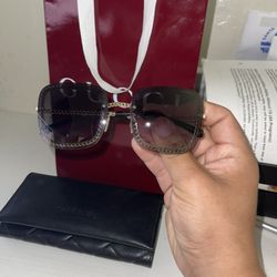 CHANEL GOLD CHAIN-TRIM SQUARE SUNGLASSES