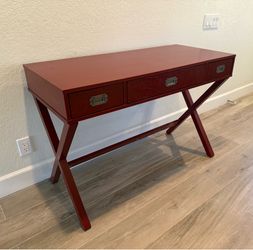 Red Wooden 3-Drawer Writer’s Desk (or side table)