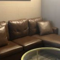 Brown Faux Leather Sofa