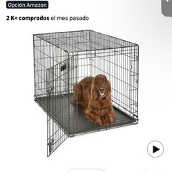 MidWest Homes for Pets iCrate - Jaula plegable para perros de 42 pulgadas con panel divisor, bandeja