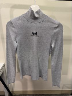 Balenciaga Metallic/Wool Turtleneck Silver