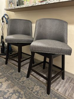 NEW NEVER USED ALFORDSON 2X Bar Stools, Dark Grey Swivel Kitchen Barstools