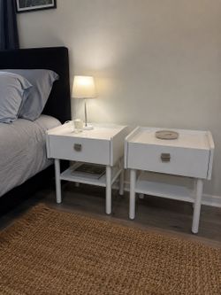 White Nightstands Set of 2 – Minimalist