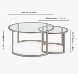 Kahoka 36" Glass And Steel Round Nested Coffee Tables