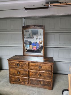 Wooden Dresser with Mirror
