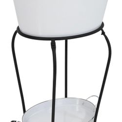 Large Ice Bucket Beverage Holder with Stand and Tray,