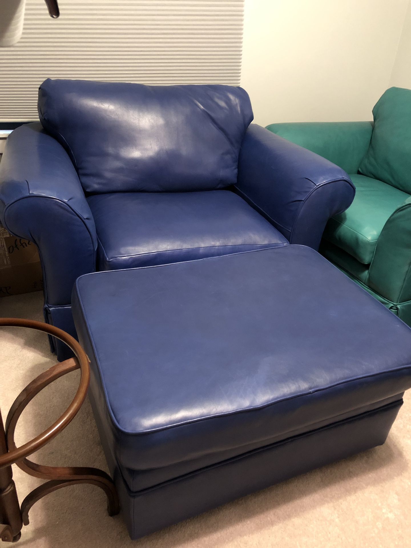 Butter Leather Overstuffed Chairs & Ottomans