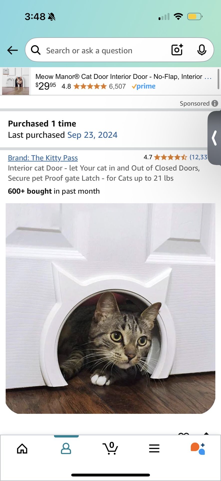 Interior cat door - NEW