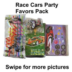 Race Car Party Favors Pack – Straws Bags Keychains Stickers 40pc Birthday