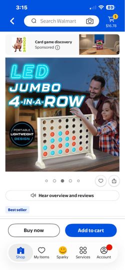 LED Jumbo 4-in-a-Row, Indoor and Outdoor Table Game, for All Ages, by MinnARK $35.00