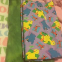 Pre Cut Rennment Fabric On Sale Cotton Big Bird Wit Two Cut Fleece One Solid Green One Withi Love Mom And Daddy On On It