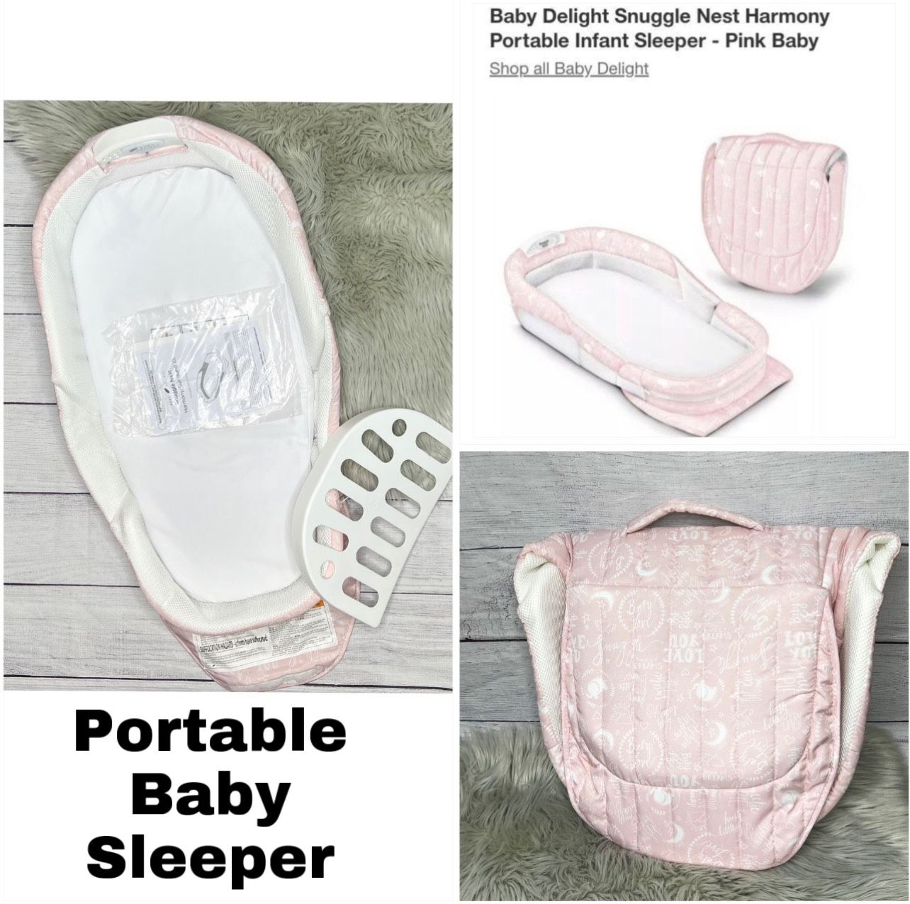 Baby Delight Snuggle Nest Portable Sleeper with Removable Incline Wedge, Pink