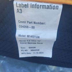 Nectar Ultra Hybrid, Queen Mattress, Like New, Perfect Condition