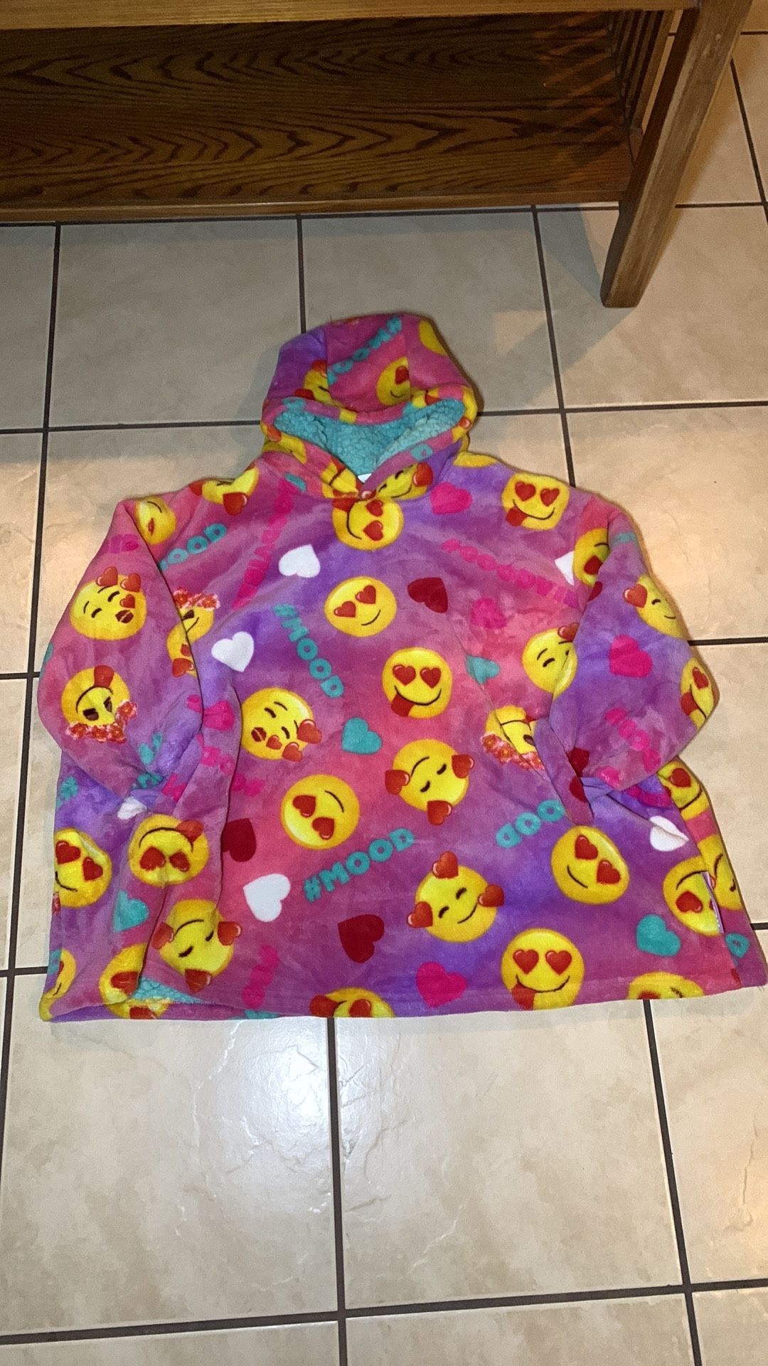Emoji Oversized Fluffy Sweater Hoodie Ages 4-10
