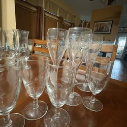 2 Set Of 4 Each Different Size Champagne Glasses