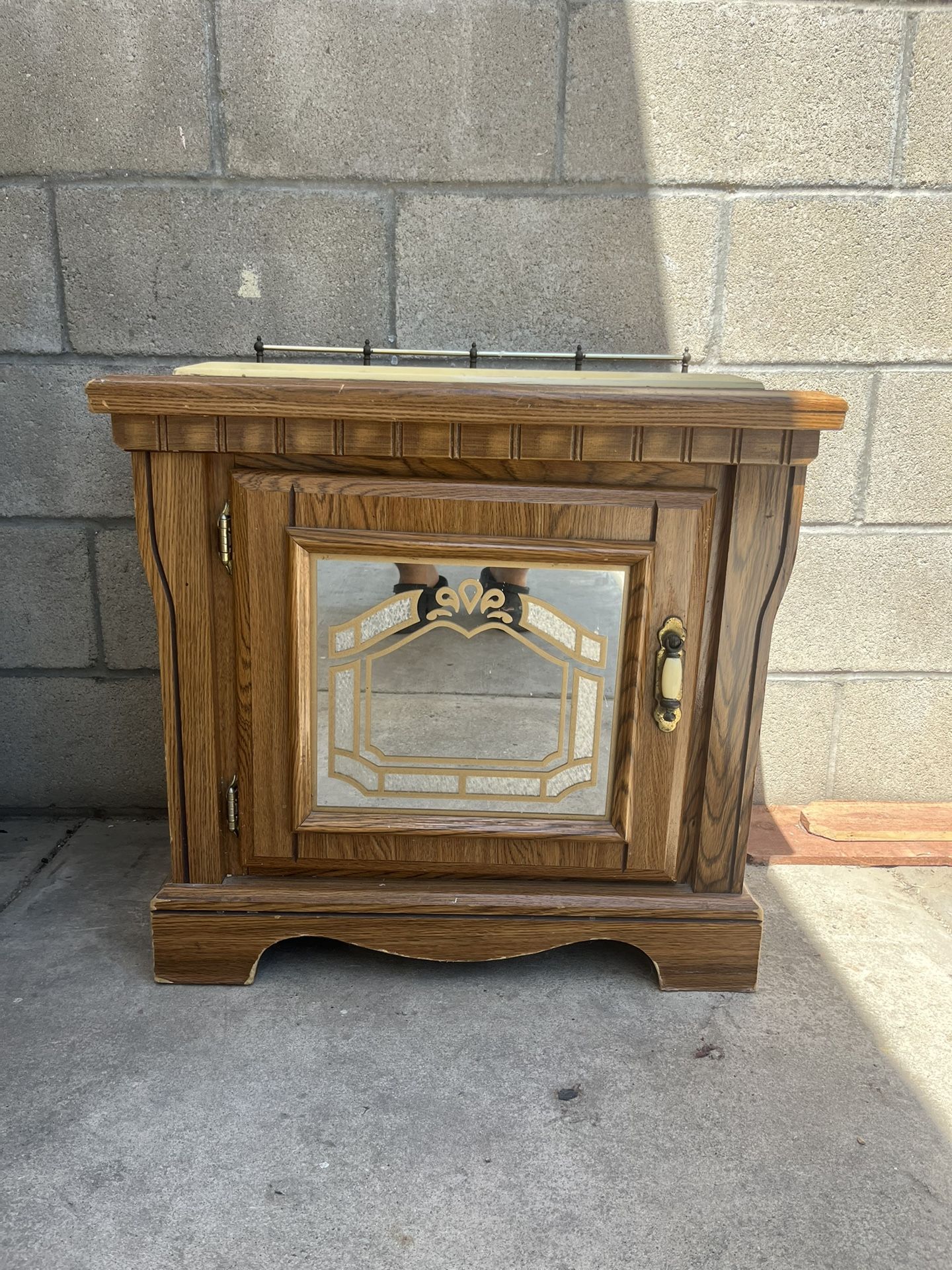 End Table- Wooden With Mirror