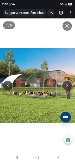 Garvee Large Metal Chicken Coop, 19.3 x 9.7 x 6.4 ft Walk-In Poultry Cage Run with Anti-UV Waterproof Cover, Heavy Duty Galvanized Enclosure for 20-30