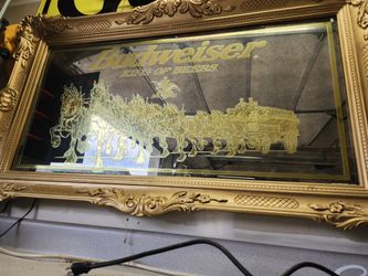Huge Budweiser Ornate Gold Framed Mirror